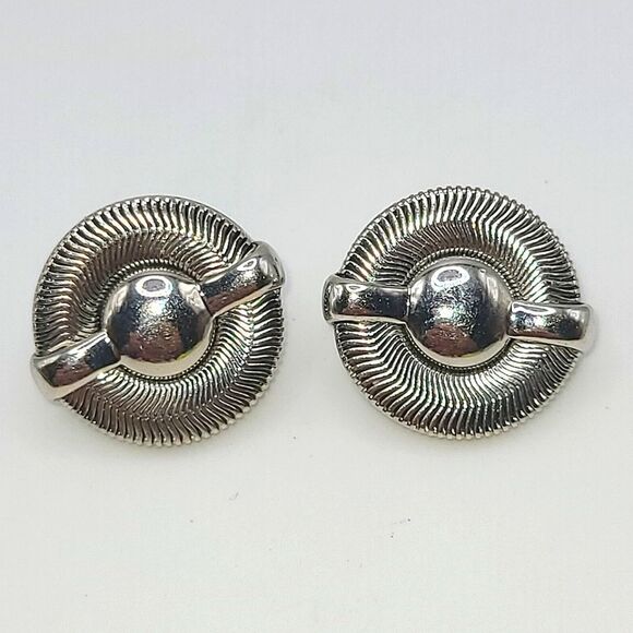 Anne Klein Silver Round Clip on Earrings - Picture 1 of 6